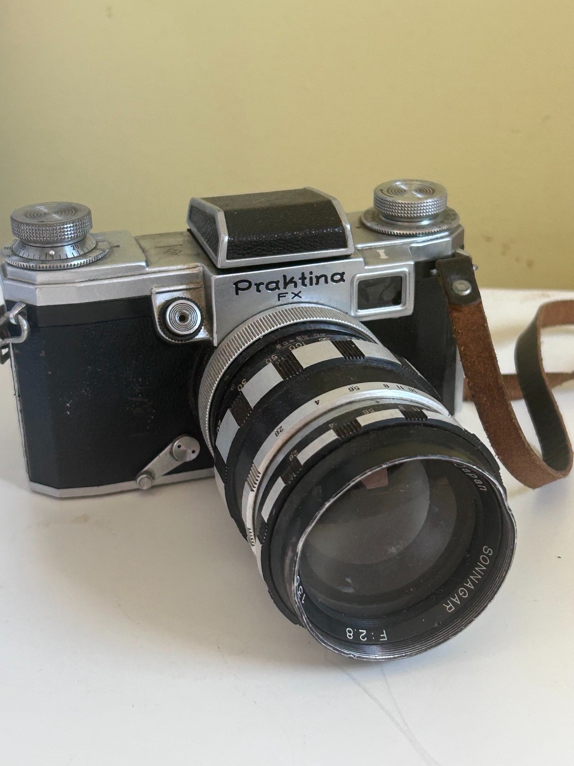 Vintage Praktina FX 35mm SLR Camera w/ Sonnagar 135mm f/2.8 Lens Untested