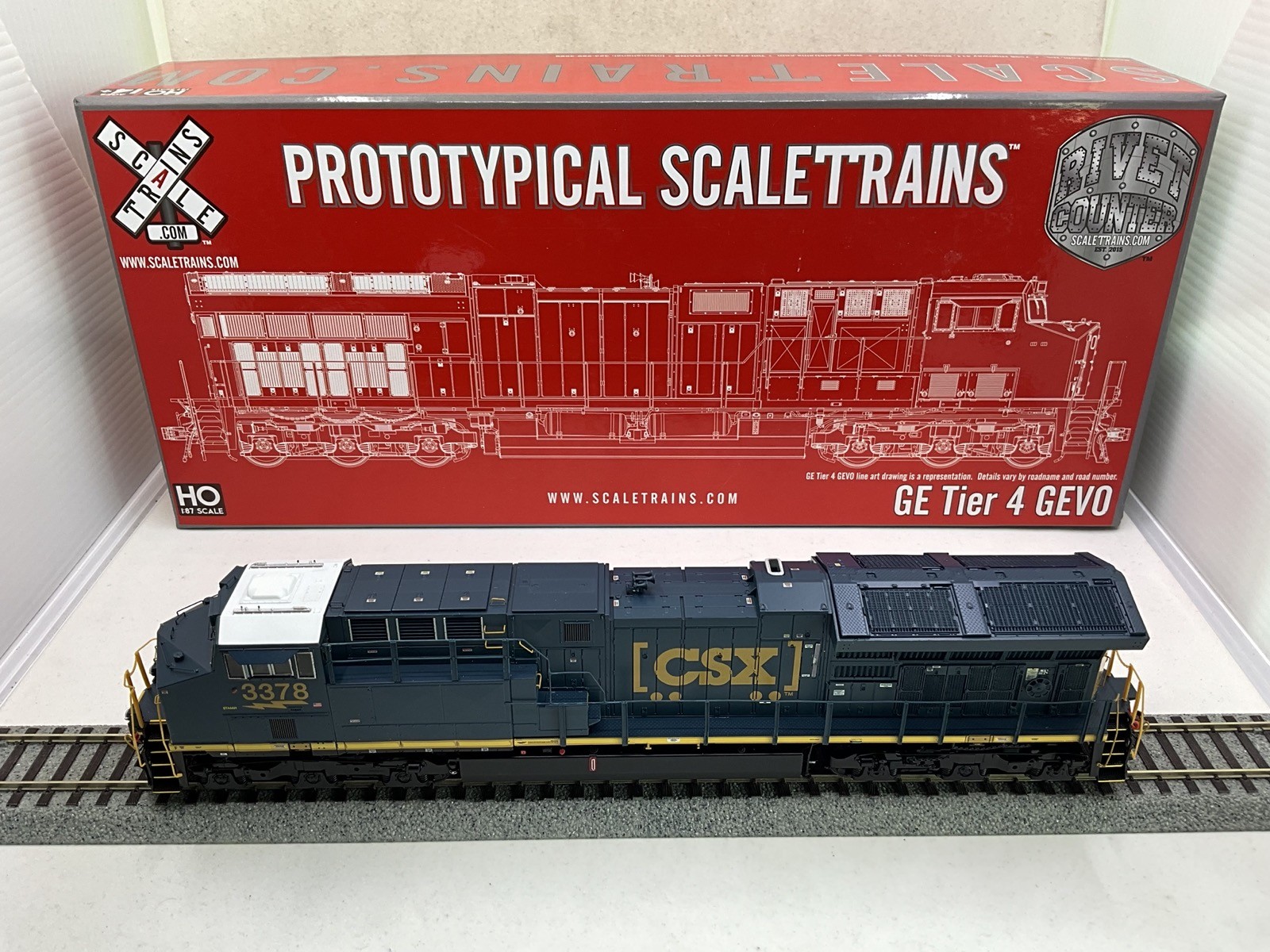ScaleTrains HO Scale CSX Rivet Counter GE Tier 4 GEVO w/ LokSound #3378 #30518 ScaleTrains HO Scale CSX Rivet Counter GE Tier 4 GEVO w/ LokSound #3378 #30518