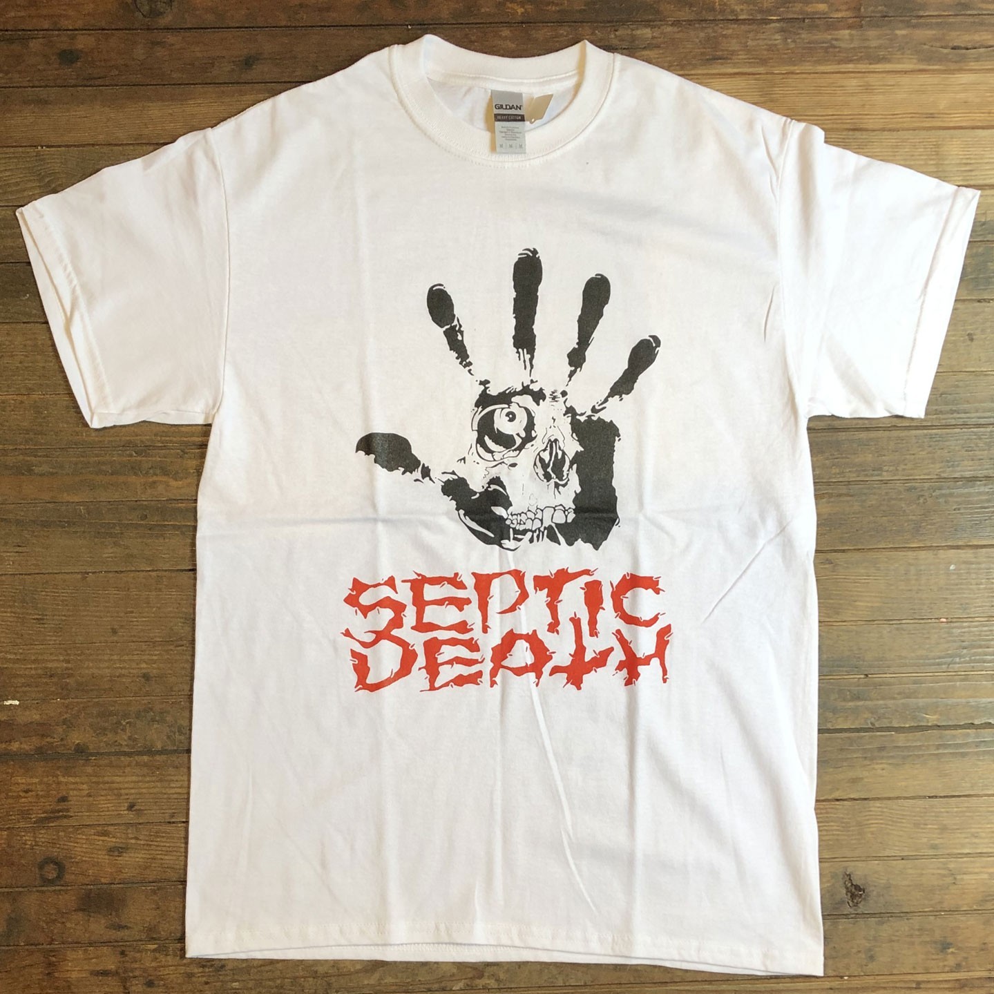 Vtg SEPTIC DEATH Band HAND Heavy Cotton White T Shirt For Men JJ221
