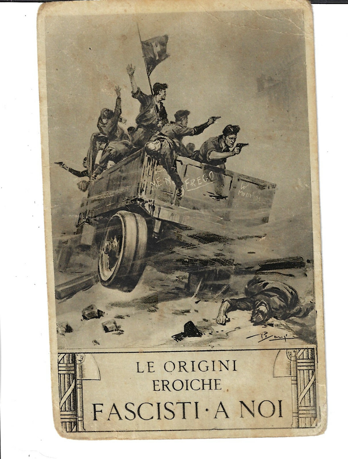 Italian Art Military Fascism 1937 Postcard MVSN Le Origini Eroiche Pisani Rare Italian Art Military Fascism 1937 Postcard MVSN Le Origini Eroiche Pisani Rare