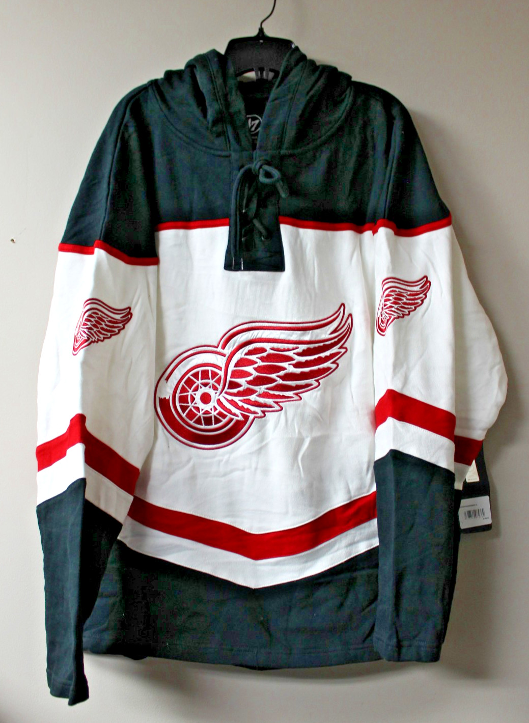 New Detroit Red Wings lacer Lacer jersey style mid weight cotton hoodie men\'s L