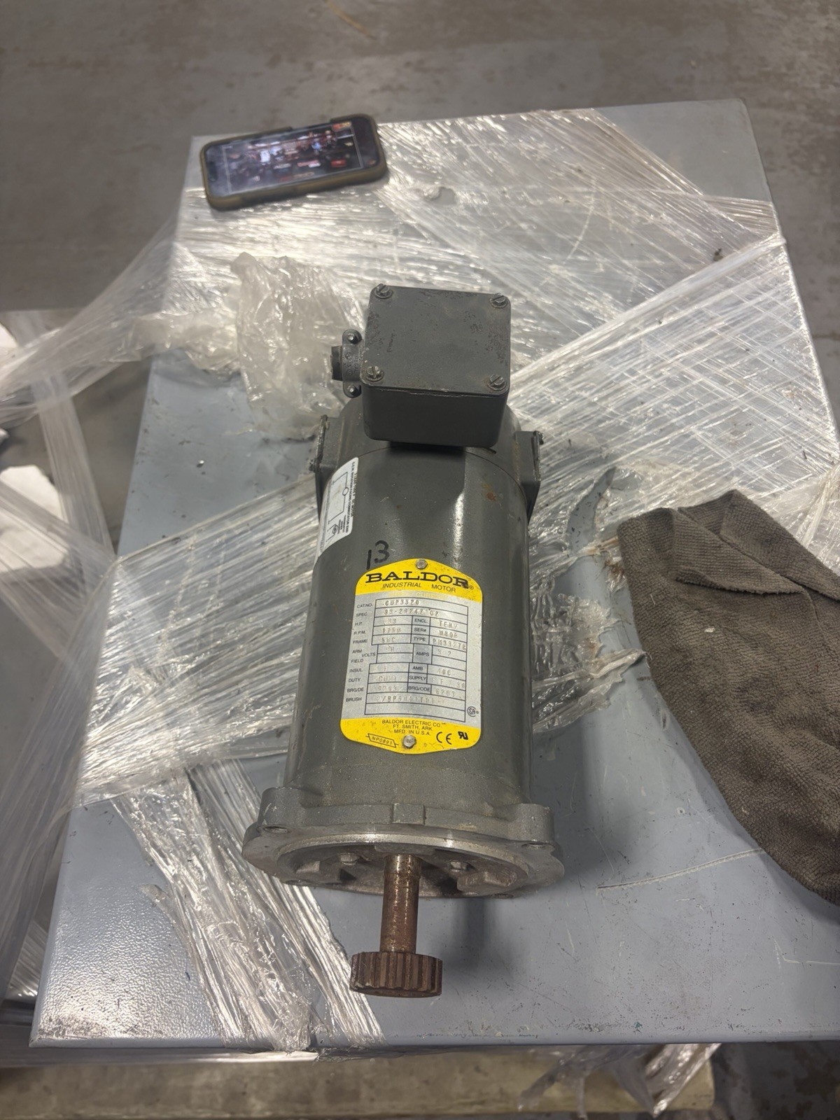 Baldor CDP3320 .33HP 1750RPM 90VDC 56C 3327P USED Baldor CDP3320 .33HP 1750RPM 90VDC 56C 3327P USED