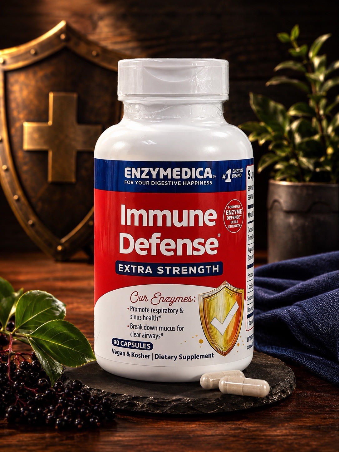 Enzymedica Immune Defense Extra Strength 90 Capsules Respiratory Sinus Support