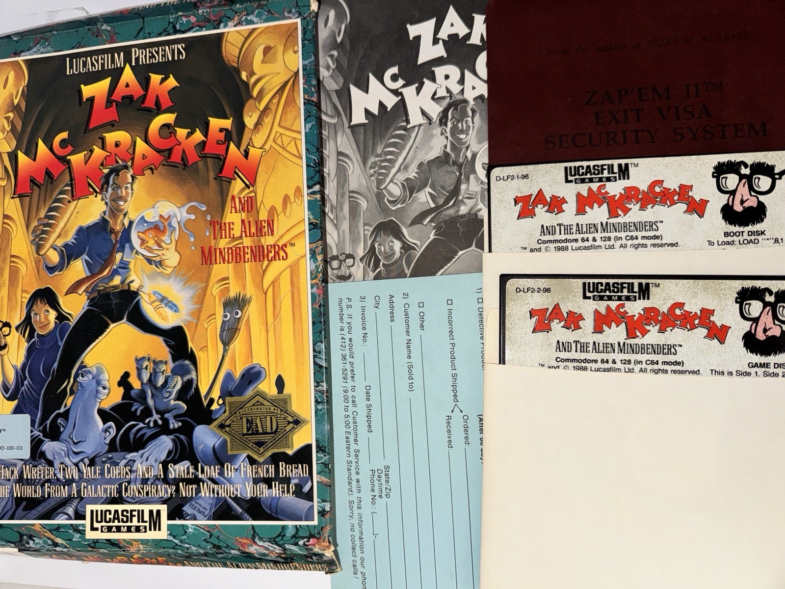 VTG Zak McKracken Alien Mindbenders Boxed Commodore 64/128 Box Inserts - READ