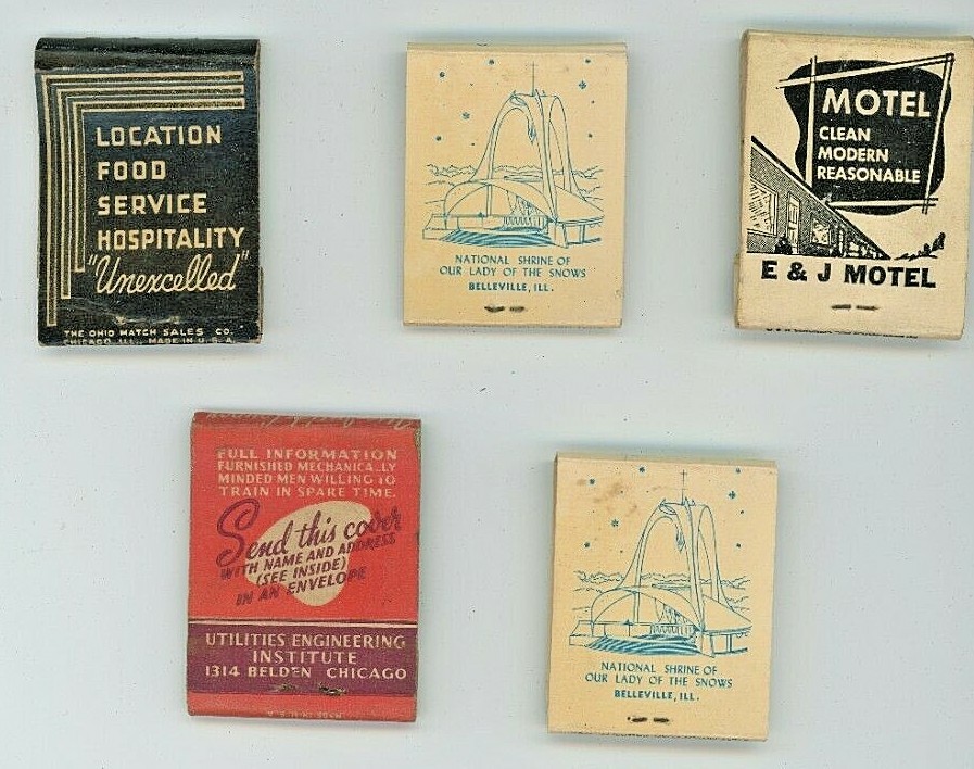 Vintage Illinois Match Lot, c.1950\'s-80\'s, Chicago, Belleville BN3 IL1 Vintage Illinois Match Lot, c.1950\'s-80\'s, Chicago, Belleville BN3 IL1
