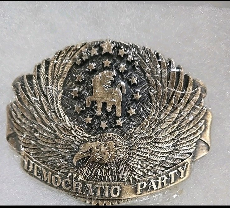 Vintage Solid Brass Democratic Party Belt Buckle New In Package INCREDIBLE FIND Vintage Solid Brass Democratic Party Belt Buckle New In Package INCREDIBLE FIND