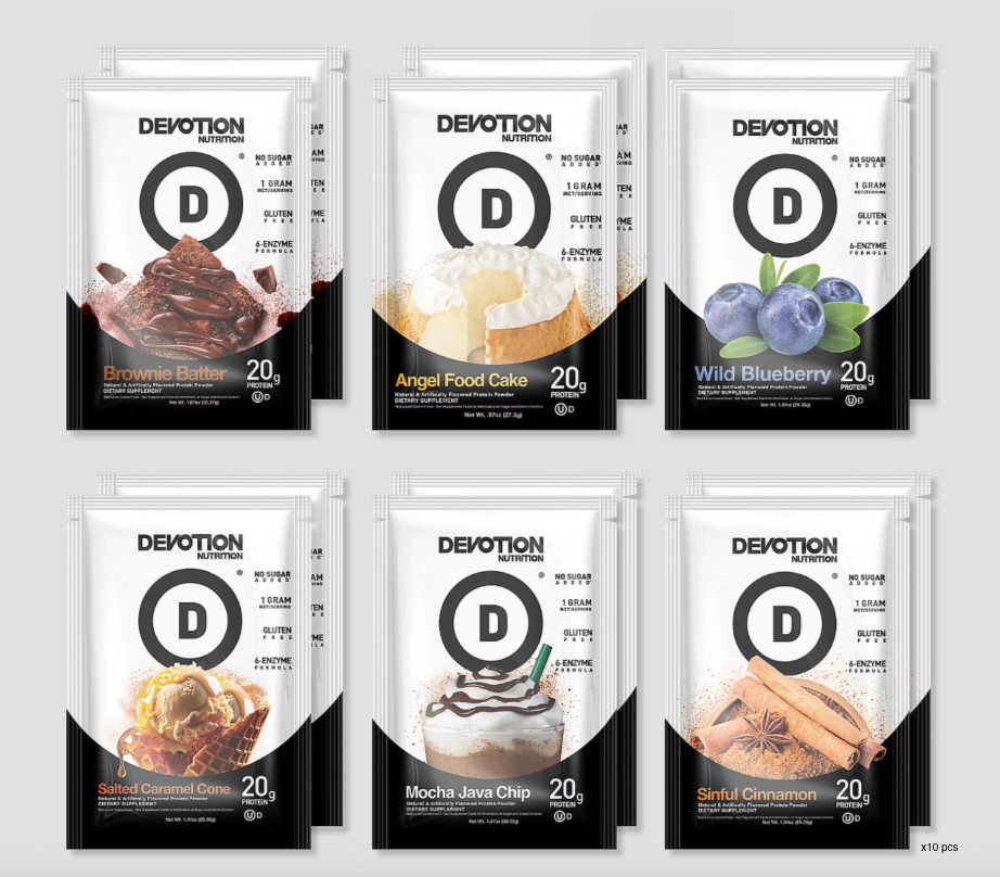 Devotion Nutrition Protein Powder 12 Packets - Variety