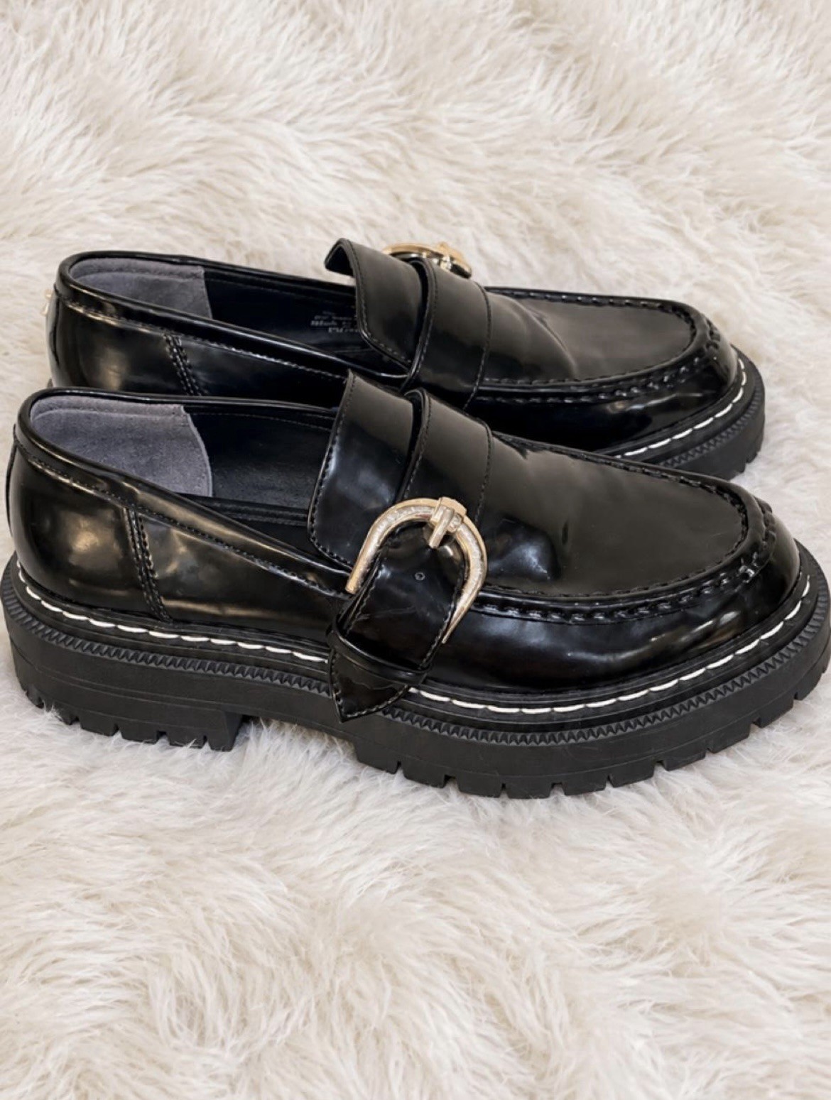 Circus Ny Loafers Size 7 Black Leather Women\'s Shoes.