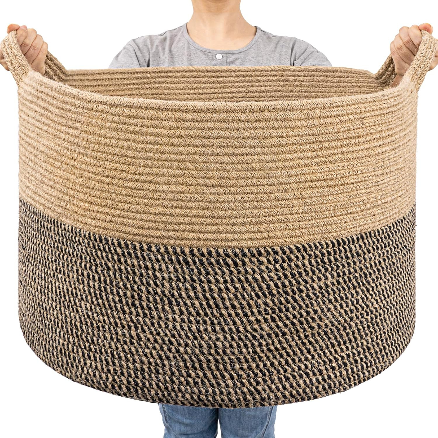 Extra Large Wicker Storage Basket, 83L Woven Blanket Storage for Living Room, ro Extra Large Wicker Storage Basket, 83L Woven Blanket Storage for Living Room, ro