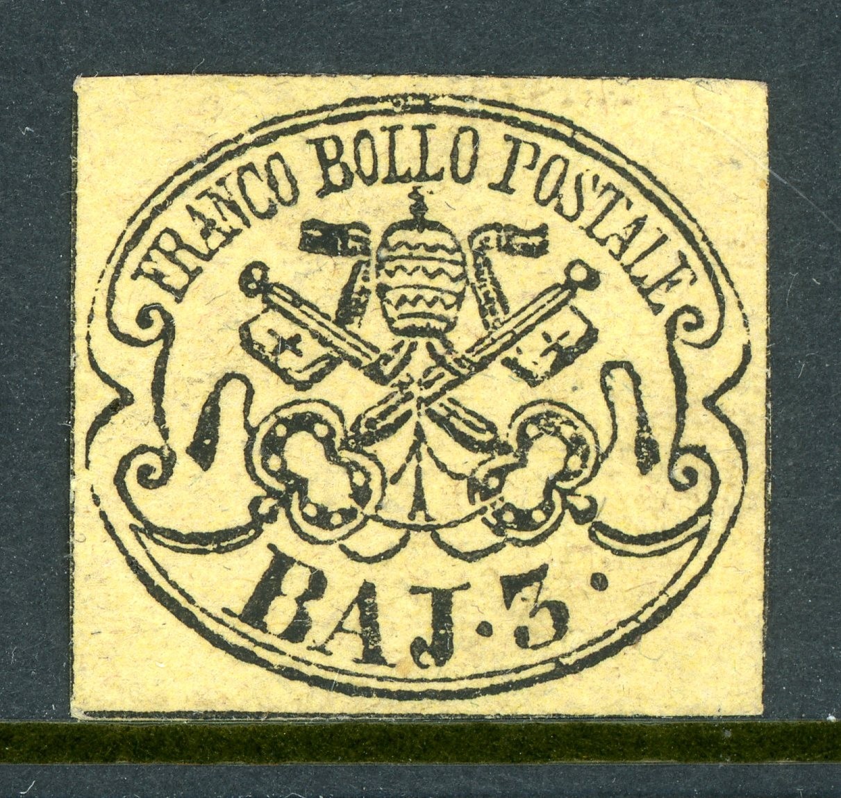 Italy 1852 Roman States 3b Yellow Buff Scott #4c BPP Mint O368 Italy 1852 Roman States 3b Yellow Buff Scott #4c BPP Mint O368