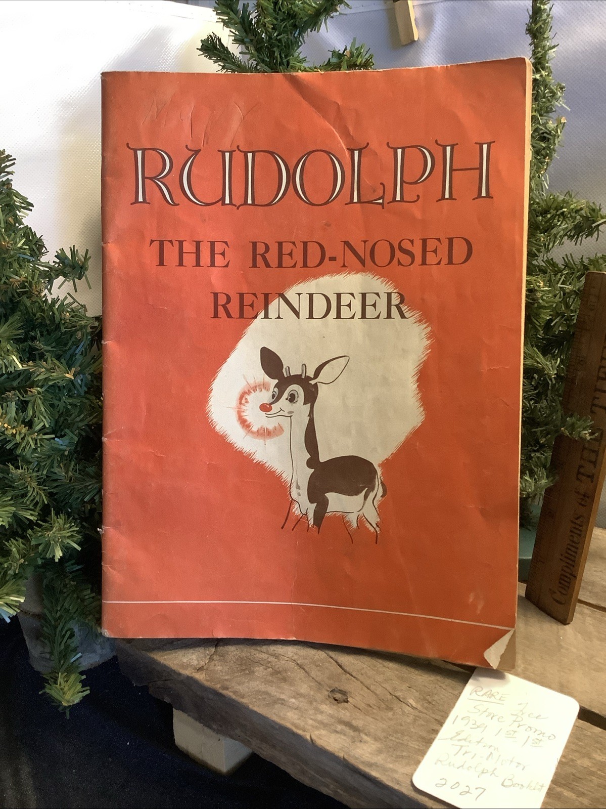 🌟RARE 1939 Vintage Christmas Store Promo Rudolph Red-Nosed Reindeer Tri-Motor