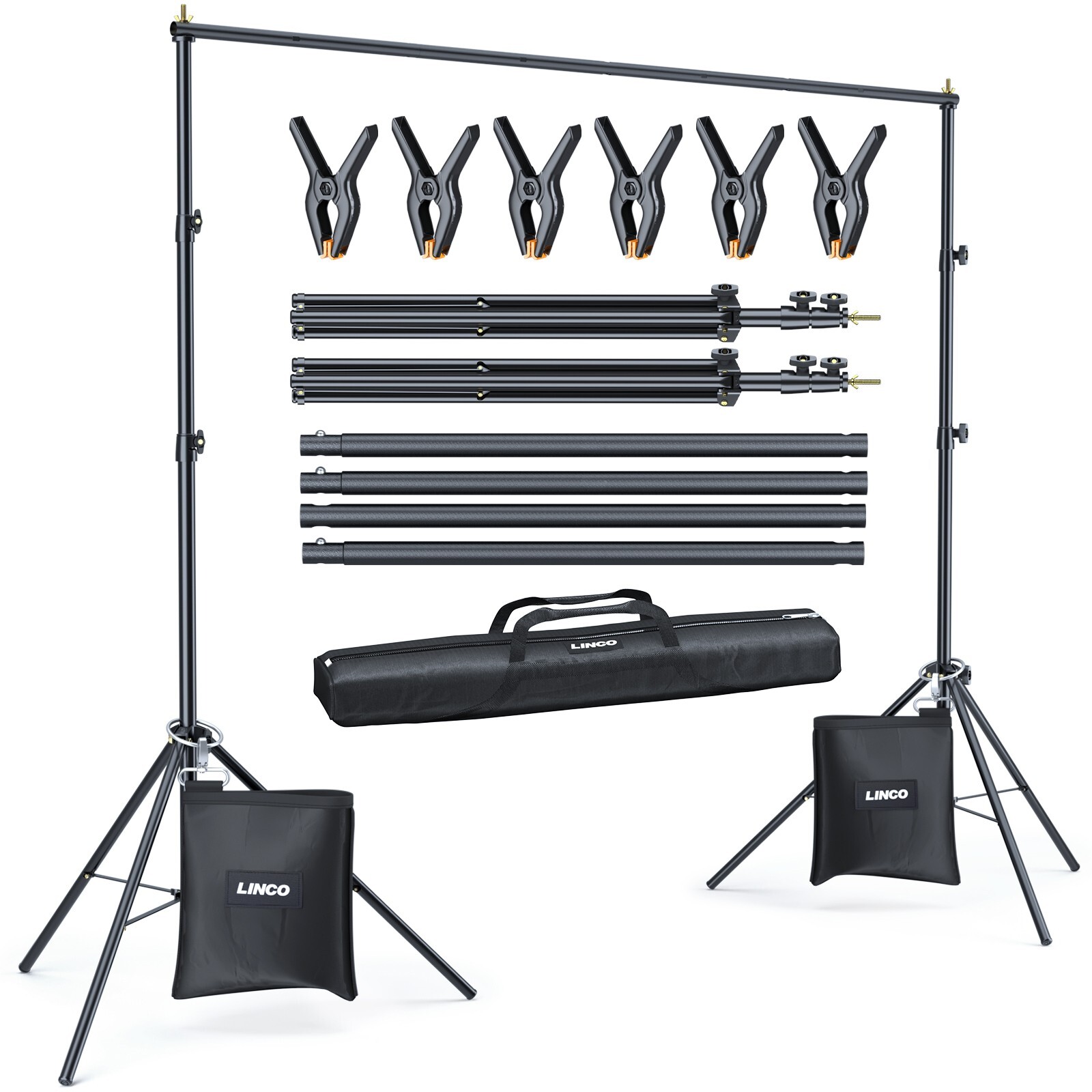 LINCO Backdrop Stand for Parties Kit 10x7 ft Studio Background Support System LINCO Backdrop Stand for Parties Kit 10x7 ft Studio Background Support System