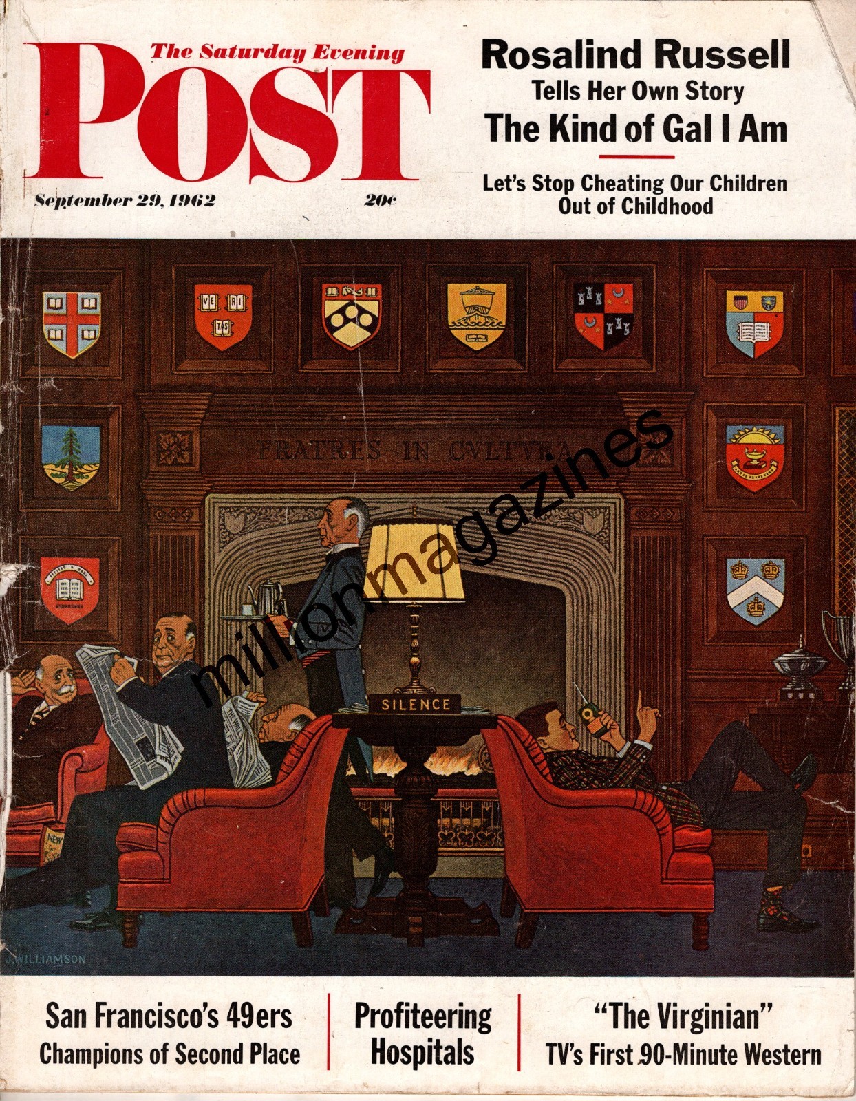 1962 Saturday Evening Post September 29 - Harvard Club; S F 49ers; Rosalind Russ