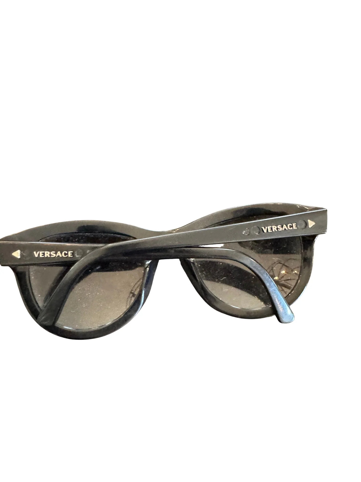 Versace VE3365U GB1 Eyeglasses Black Acetate Round Frame Logo Temples Good