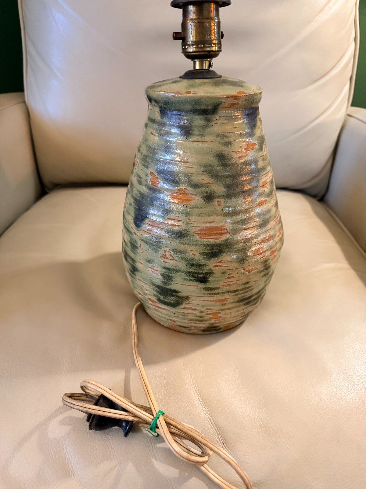 Fulper Art Pottery antique Colonial wheel-thrown lamp,  pristine old condition.