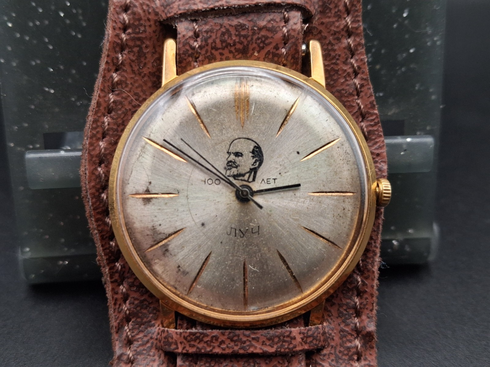 Rare Luch Lenin 2209 1970 Gold Plated AU20 Vintage Original Soviet Classic Watch