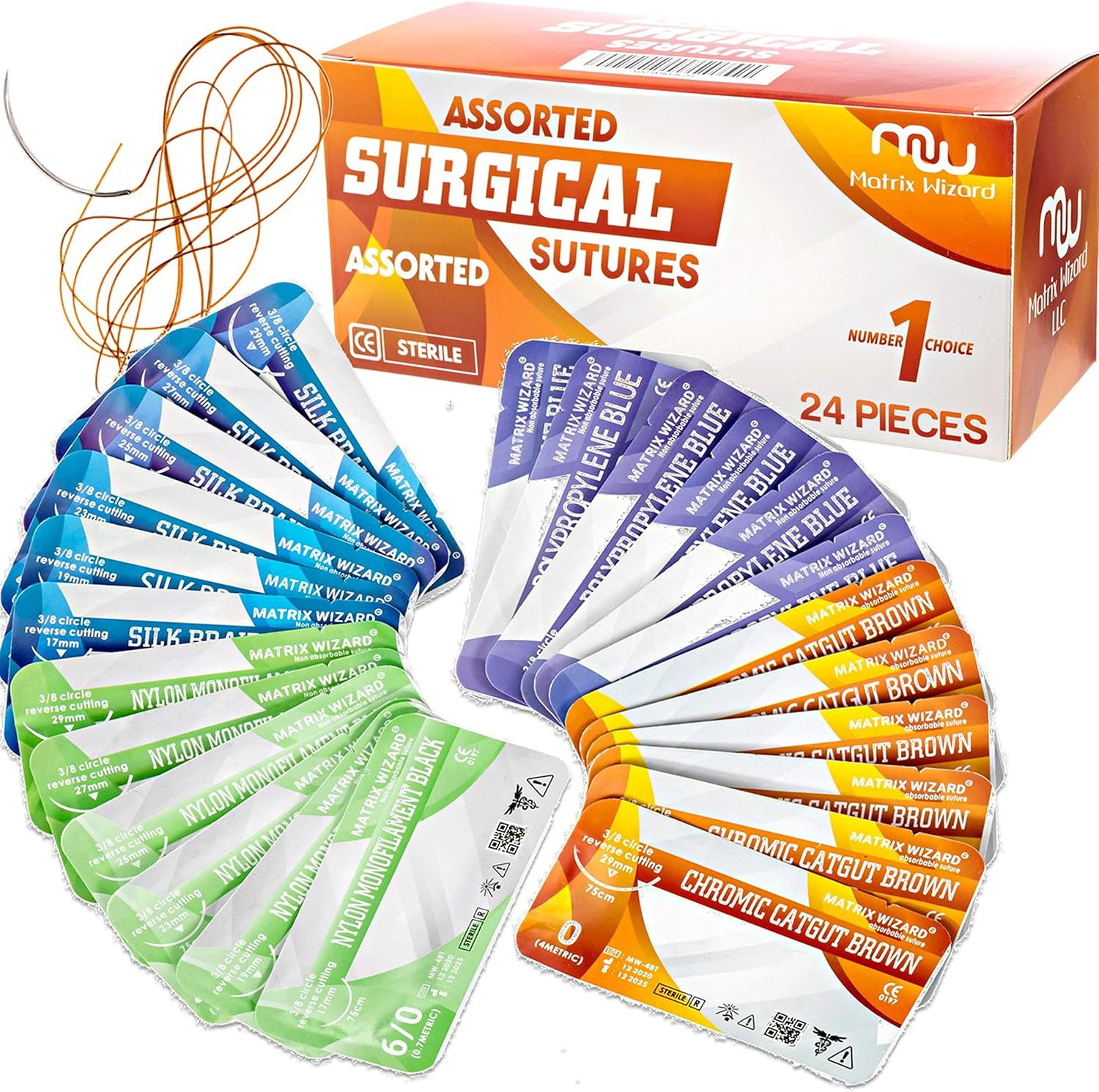 Mixed Sterile Suture Thread with Needle (Dissolvable and Non-dissolvable 0 2-0 Mixed Sterile Suture Thread with Needle (Dissolvable and Non-dissolvable 0 2-0