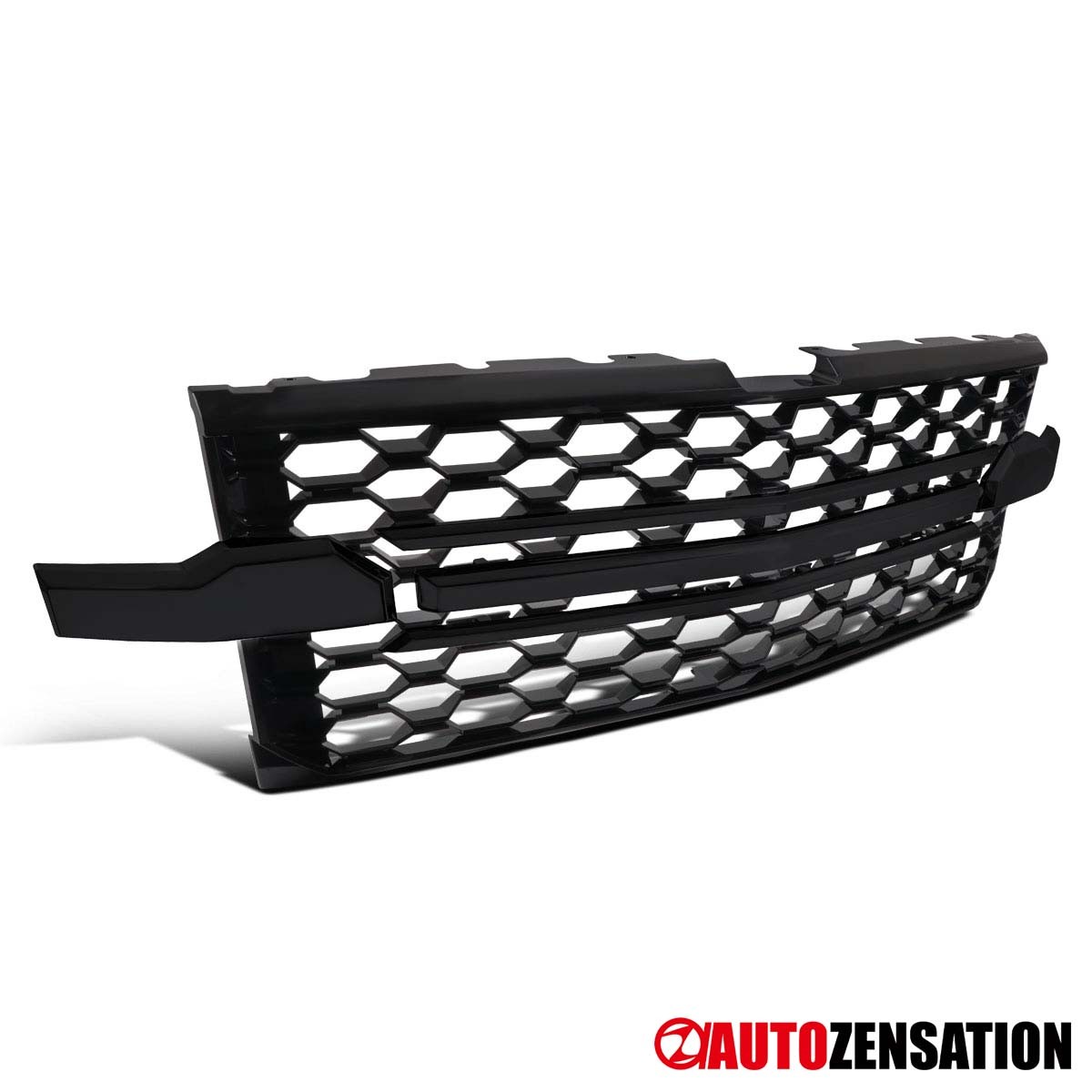 Fit 2019-2022 Chevy Silverado 1500 Glossy Black Honeycomb Mesh Bumper Hood Grill Fit 2019-2022 Chevy Silverado 1500 Glossy Black Honeycomb Mesh Bumper Hood Grill
