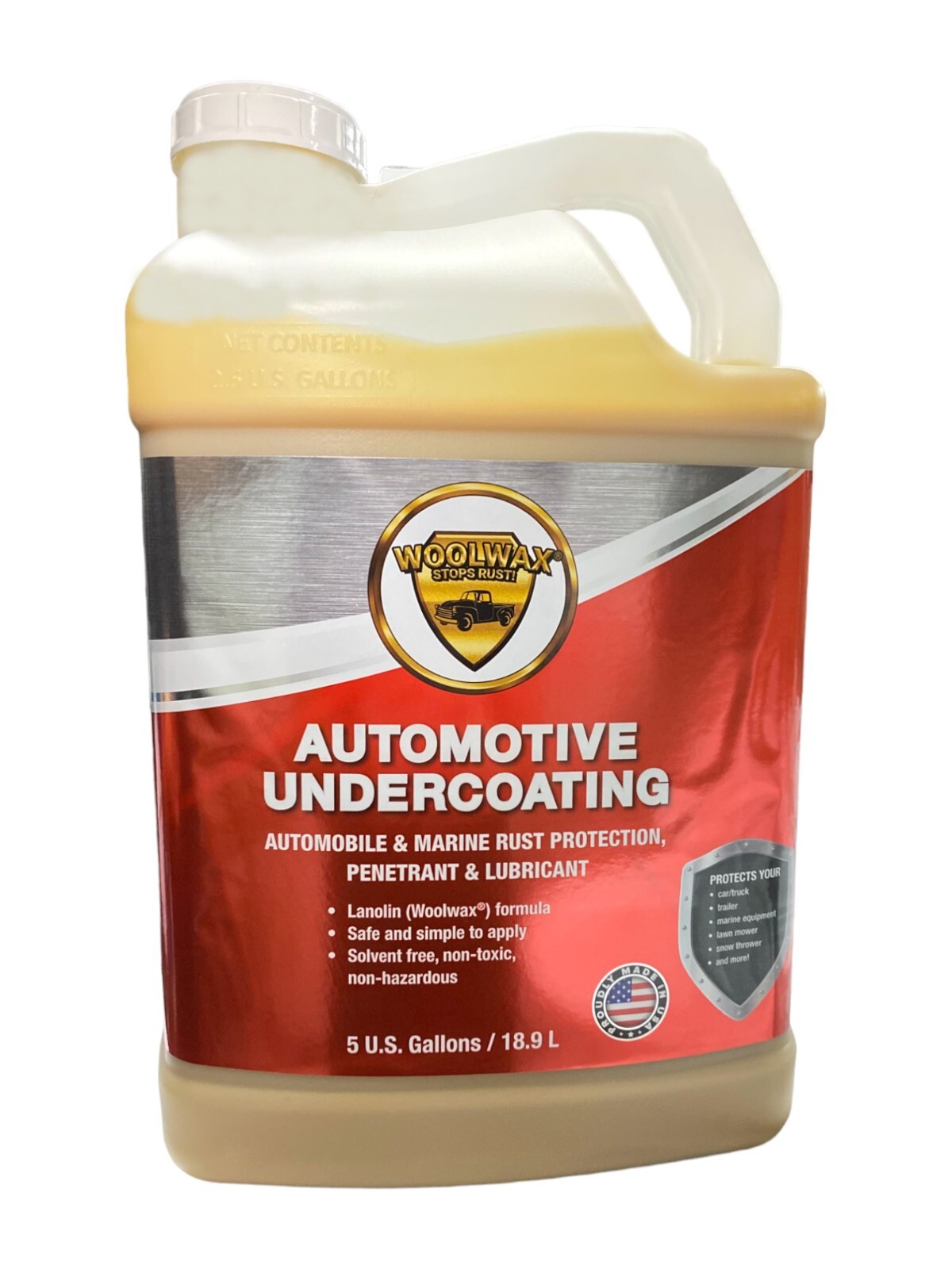 Woolwax™ Lanolin Undercoat 2 1/2 Gallon value jug. Thicker than any Film Fluid Woolwax™ Lanolin Undercoat 2 1/2 Gallon value jug. Thicker than any Film Fluid