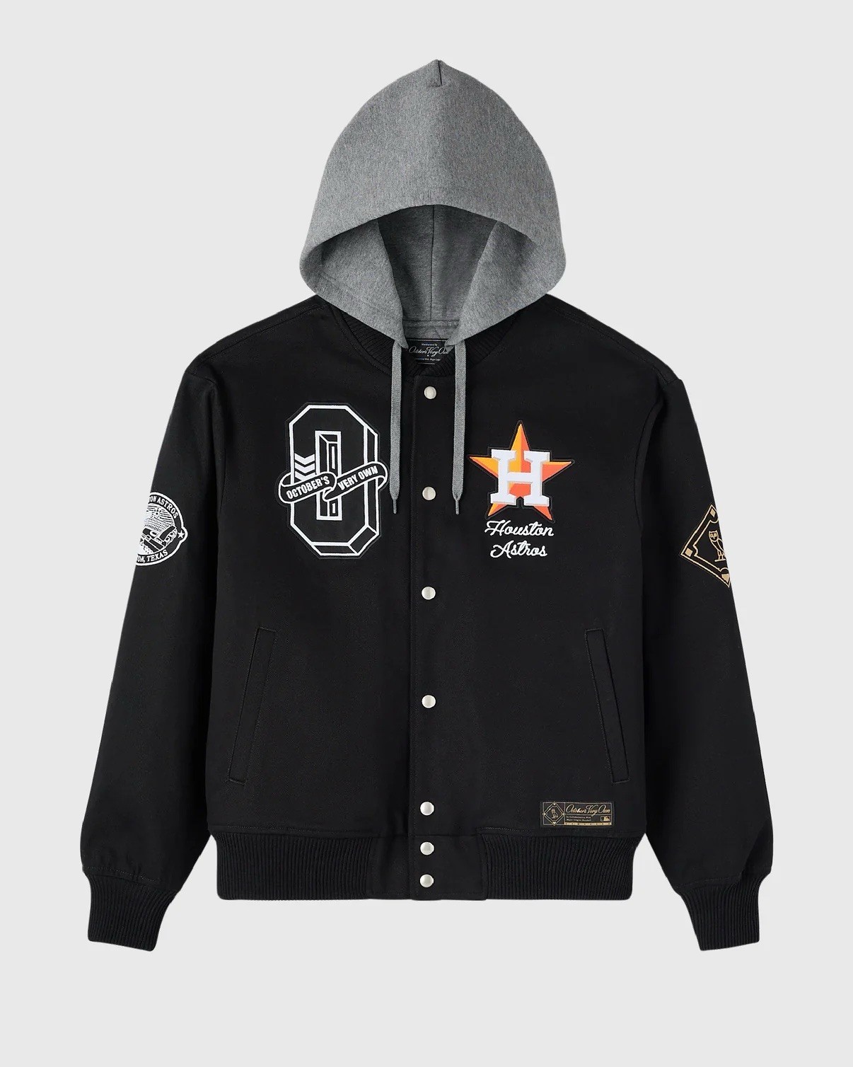 Houston Astros OVO x MLB Insulated Twill Full-Snap Bomber Jacket - Black Size M Houston Astros OVO x MLB Insulated Twill Full-Snap Bomber Jacket - Black Size M