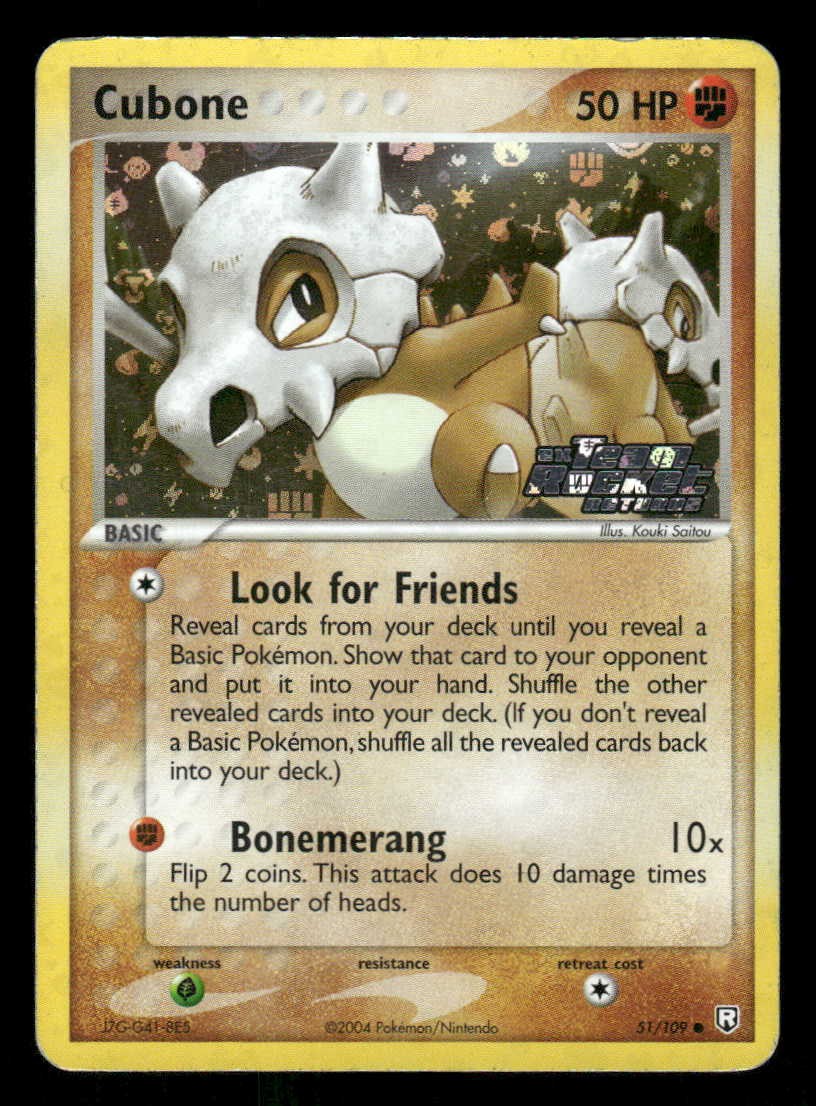 Pokemon Cubone 51/109 Team Rocket Returns Reverse Holo C NM/M Pokemon Cubone 51/109 Team Rocket Returns Reverse Holo C NM/M