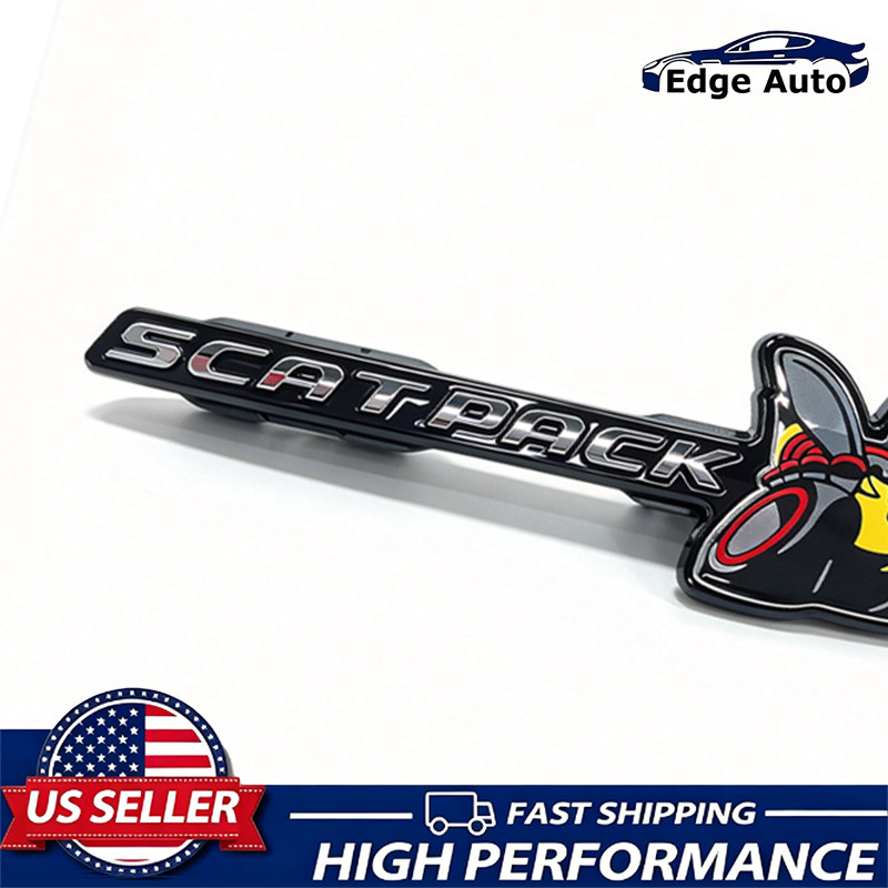 Scat Pack Grille Emblem Badge Dual Inlet For 19-23 Charger Yellow 68463714AA Scat Pack Grille Emblem Badge Dual Inlet For 19-23 Charger Yellow 68463714AA