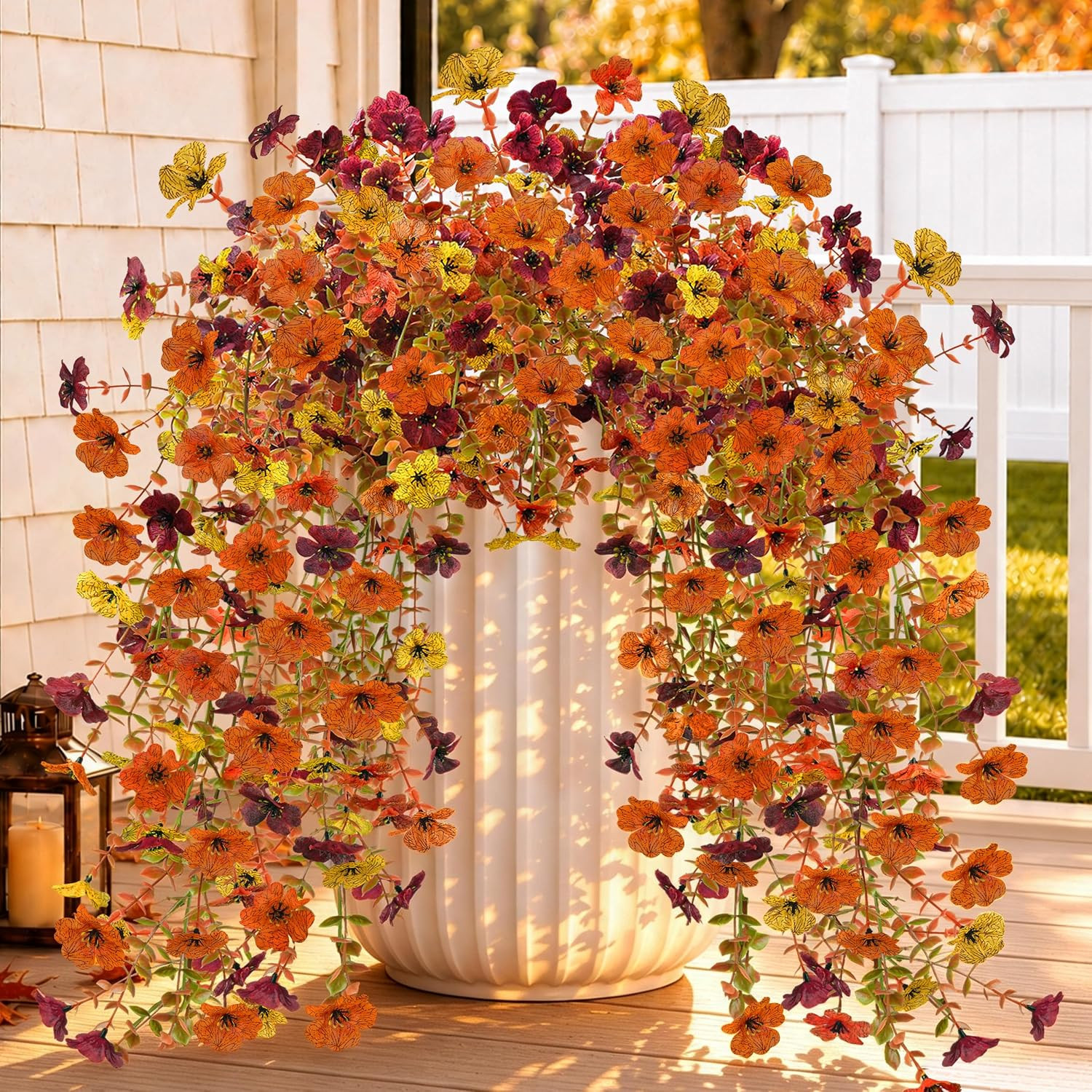 Der Rose 2Pcs Artificial Mums for Outdoors with Larger Flower Heads Der Rose 2Pcs Artificial Mums for Outdoors with Larger Flower Heads