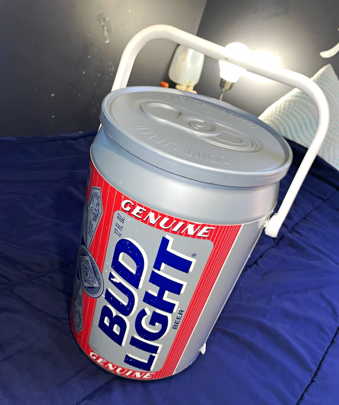Vintage 1997 Bud Light Beer Can Replica Cooler/Ice Bucket Lid Handle Breweriana Vintage 1997 Bud Light Beer Can Replica Cooler/Ice Bucket Lid Handle Breweriana