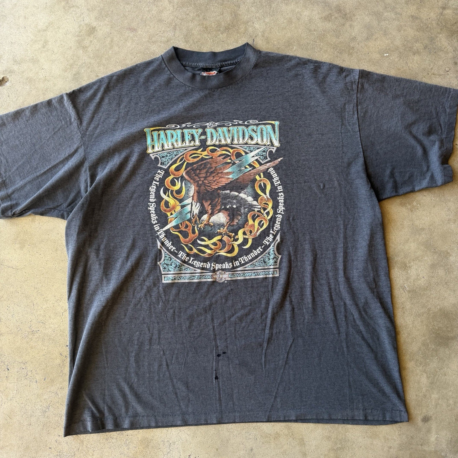 Vtg 1991 Harley Davidson The Legend Speaks in Thunder Shirt 3XL XXXL Eagle Tee