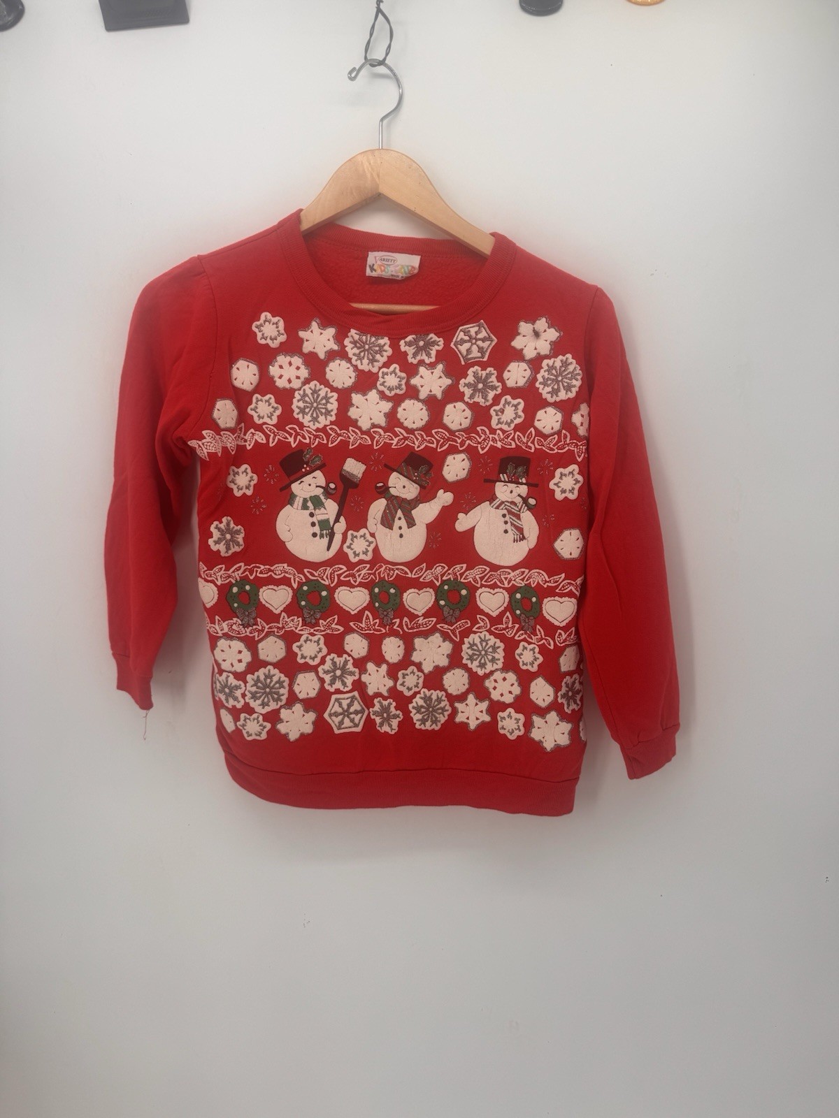 Vintage 90s Variety Kids Club Christmas Sweatshirt Medium Snowman Holiday 10/12