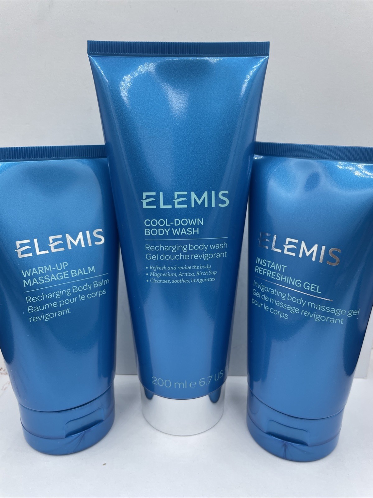 Elemis Active Body Trio Warm Up Massage Balm,Cool Down Body Wash ,Refreshing Gel