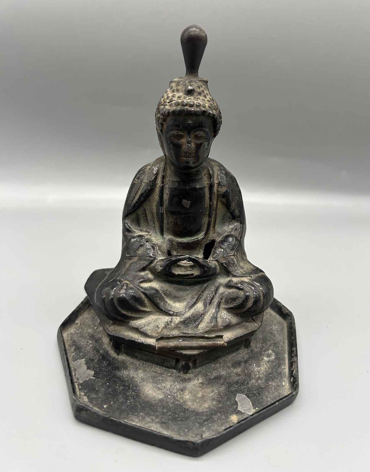 Rare Find Vintage Ronson Art Metal Works Striker Table Lighter Buddha.