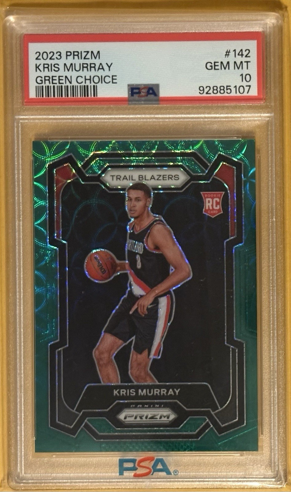 2023-24 Prizm Green Choice #142 Kris Murray Rookie Trail Blazers 03/08 PSA 10 2023-24 Prizm Green Choice #142 Kris Murray Rookie Trail Blazers 03/08 PSA 10
