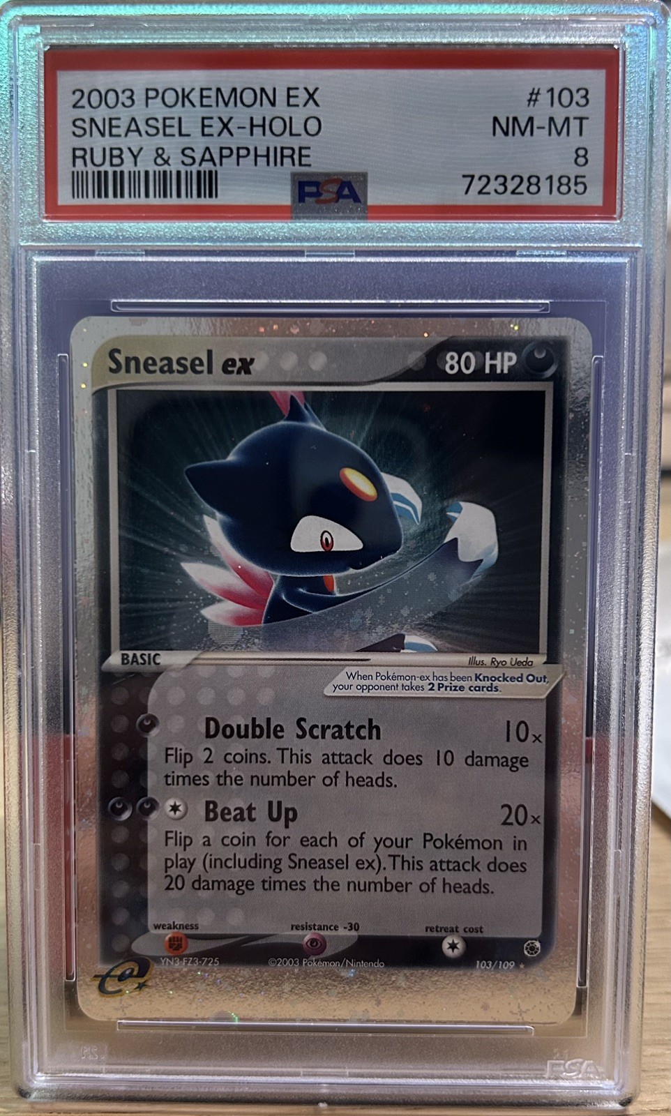 2003 Pokemon Ruby & Sapphire Sneasel EX Holo #103 - PSA 8 - NEAR MINT - MINT 2003 Pokemon Ruby & Sapphire Sneasel EX Holo #103 - PSA 8 - NEAR MINT - MINT