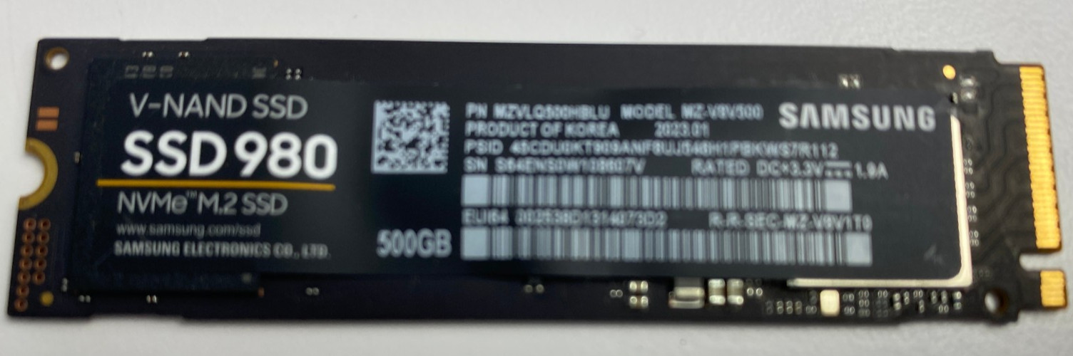 Samsung 500GB V-NAND SSD 980 NVMe M.2 MZ-V8V500 MZVLQ500HBLU Solid State Samsung 500GB V-NAND SSD 980 NVMe M.2 MZ-V8V500 MZVLQ500HBLU Solid State