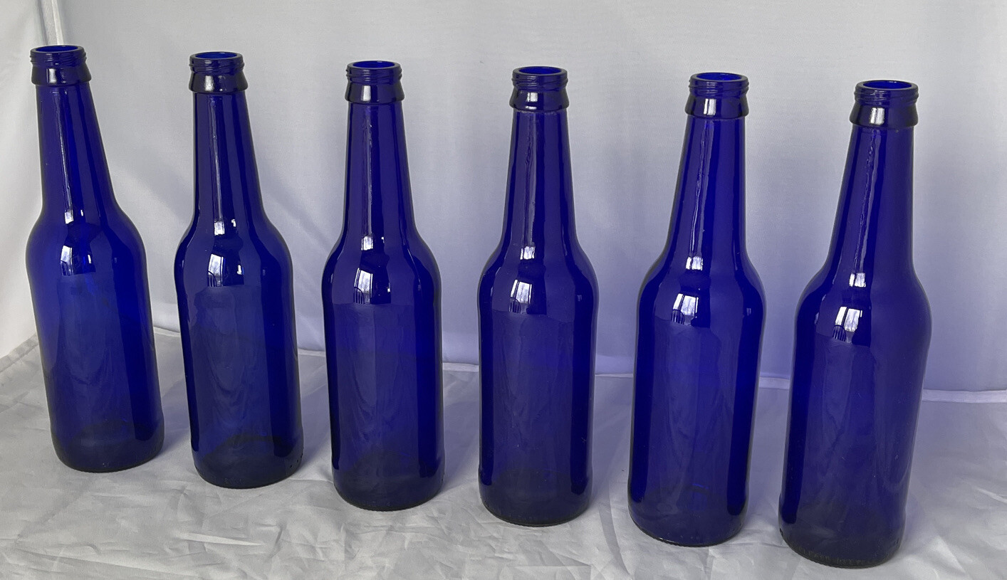 6 COBALT BLUE BEER BOTTLES BREWING Vases Flowers Crafts Wedding Herbs Wind Chime 6 COBALT BLUE BEER BOTTLES BREWING Vases Flowers Crafts Wedding Herbs Wind Chime