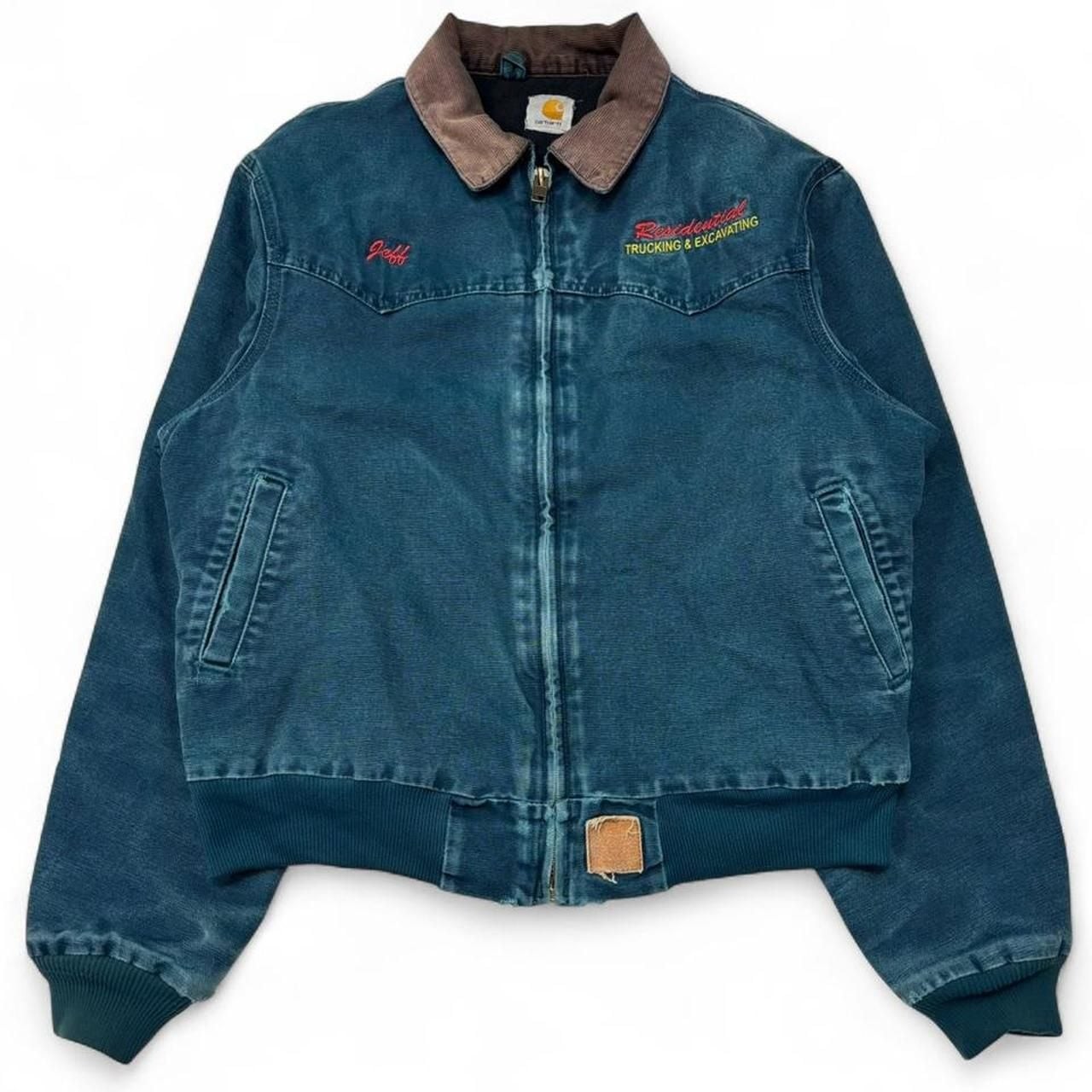 Carhartt Santa Fe Jacket Vintage 90s Teal Embroidered Workwear Carhartt Santa Fe Jacket Vintage 90s Teal Embroidered Workwear
