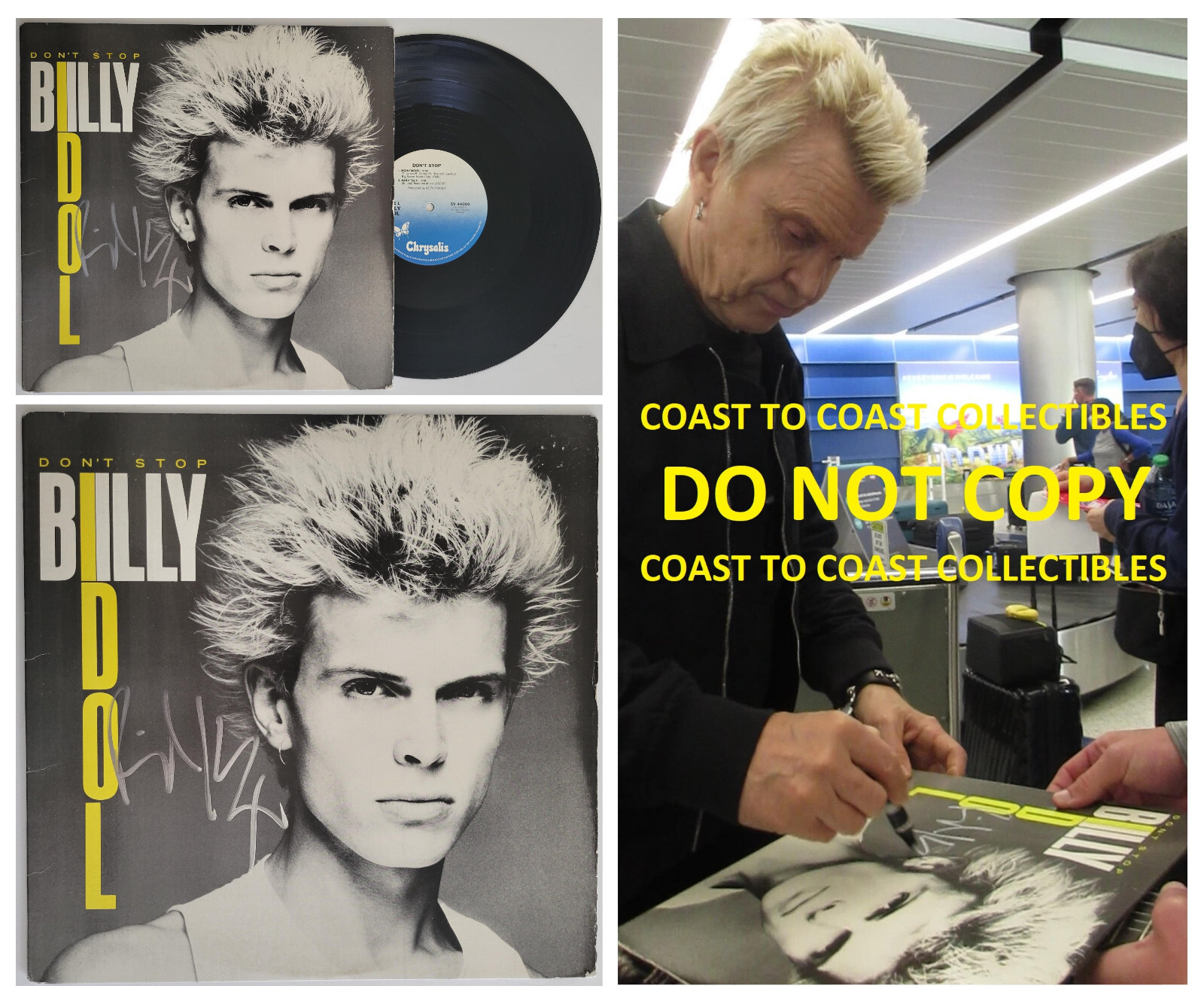 Billy Idol signed Don\'t Stop album vinyl LP COA exact proof autographed