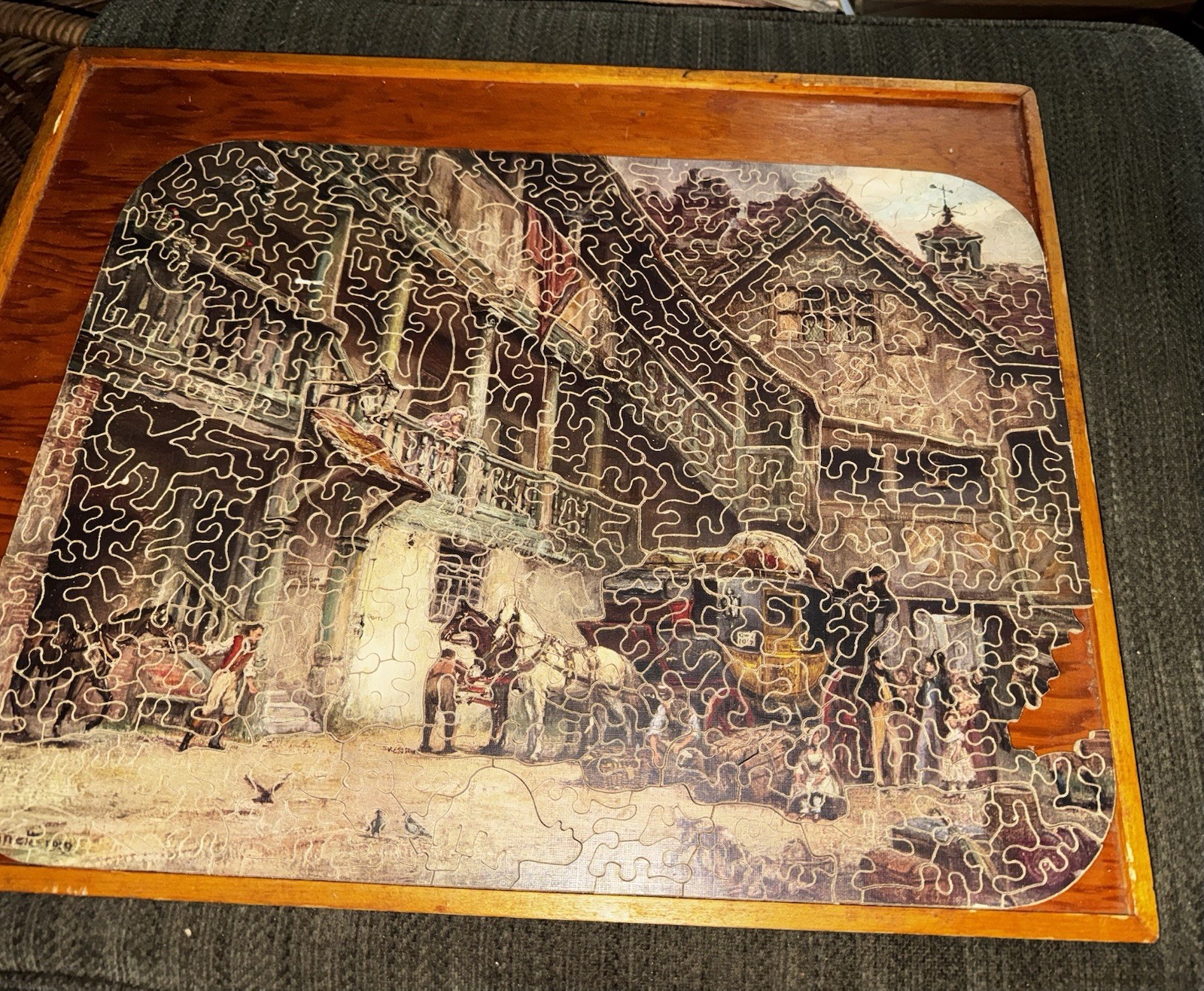 Wood Puzzle Late 19th Or Early 20th Century, The Departure, By E. M. Bennett