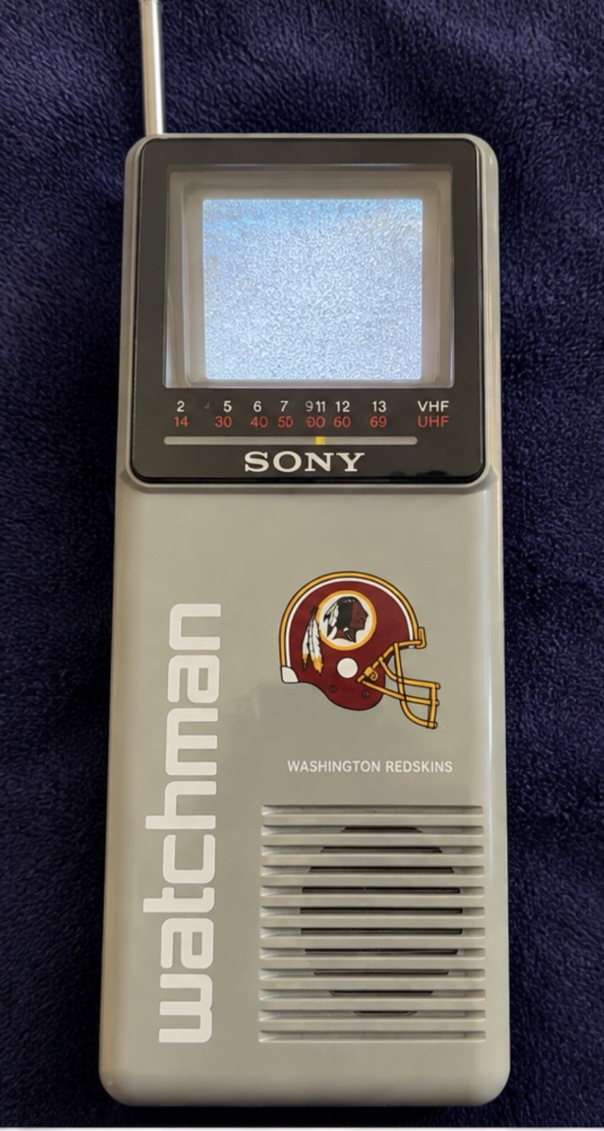 Vintage 1986 Sony Watchman FD-10A Washington Redskins NFL Portable TV WORKS