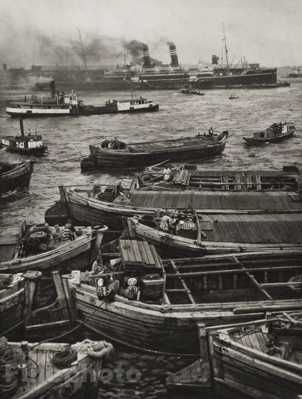 1929 JAPAN Original Photo Gravure YOKOHAMA HARBOR NAUTICAL Boats Ships ESTORFF
