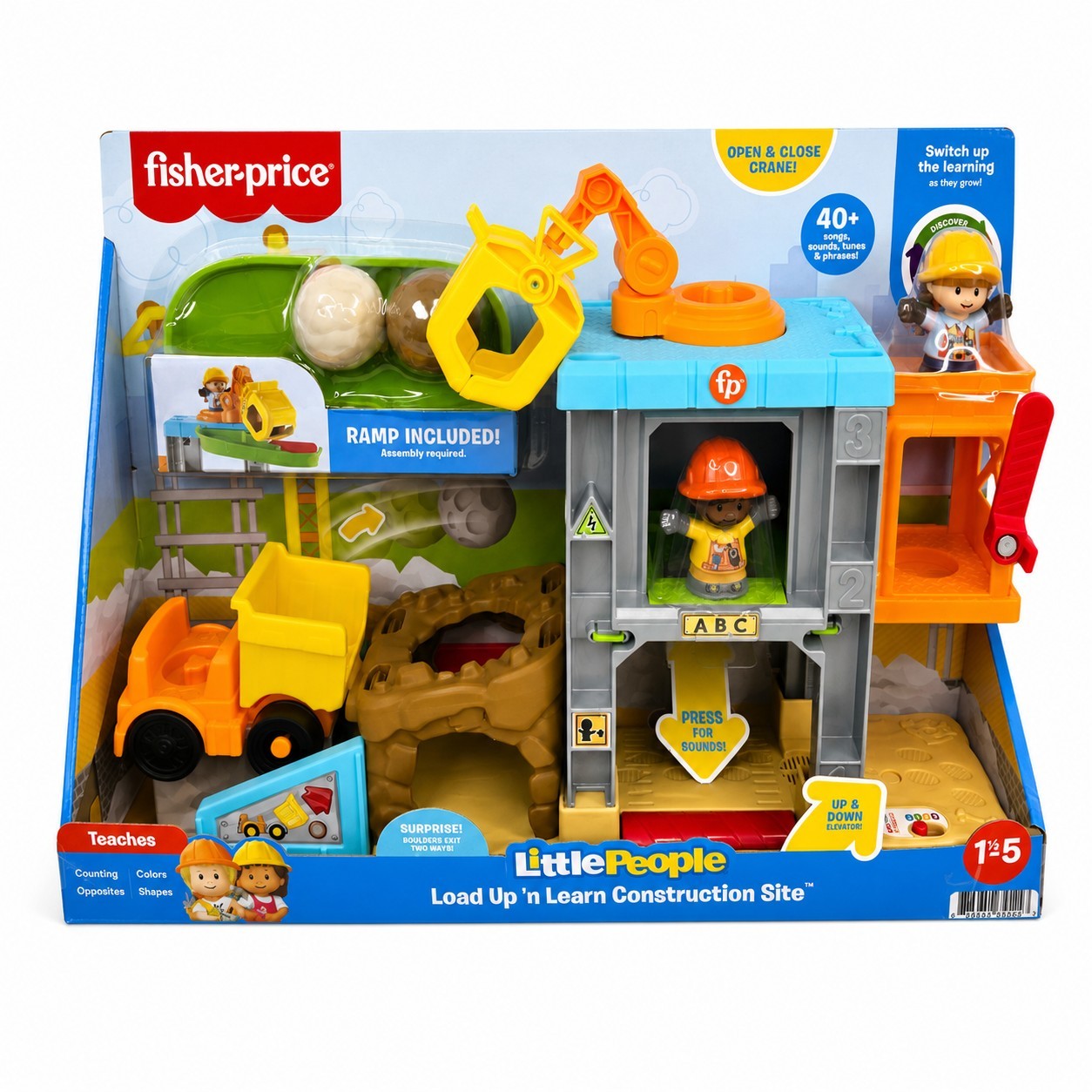Fisher-Price Little People Load Up 'N Learn Construction Site Playset New