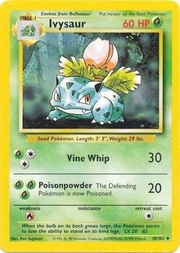 Pokémon TCG - Ivysaur - 30/102 - Uncommon Unlimited - Base Set [Moderate Play]