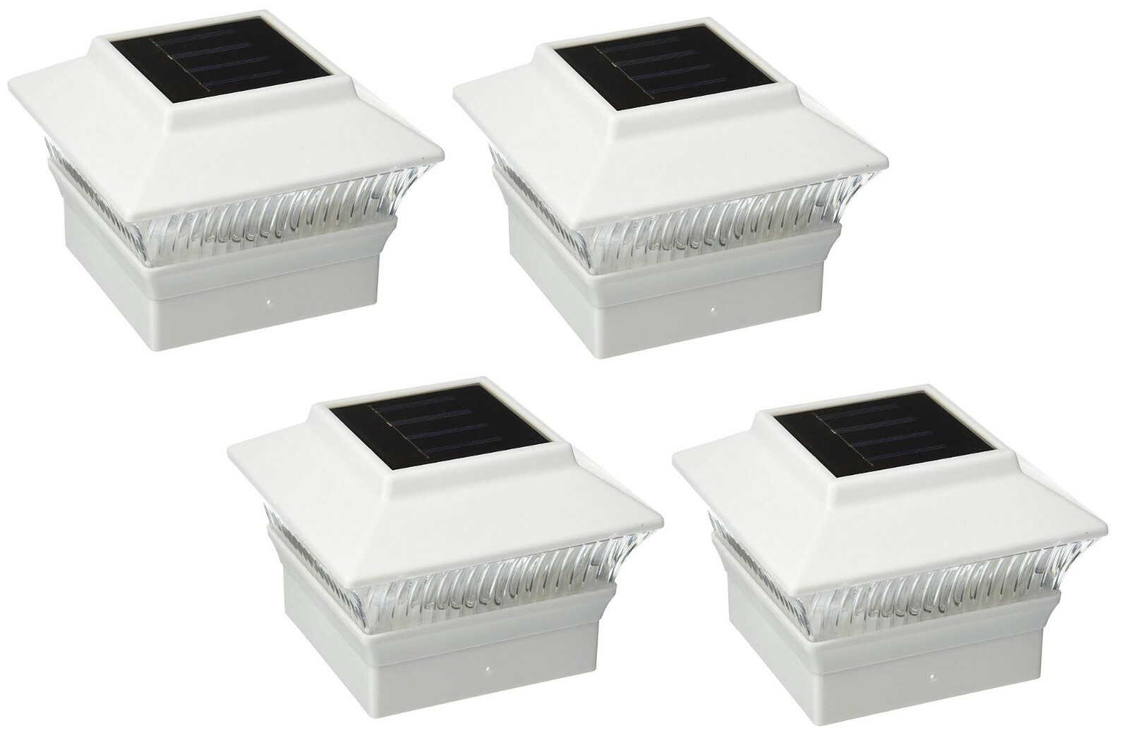 4 Packs Solar White Color Square PVC Post Fence Mount Cap Light FIT 4\