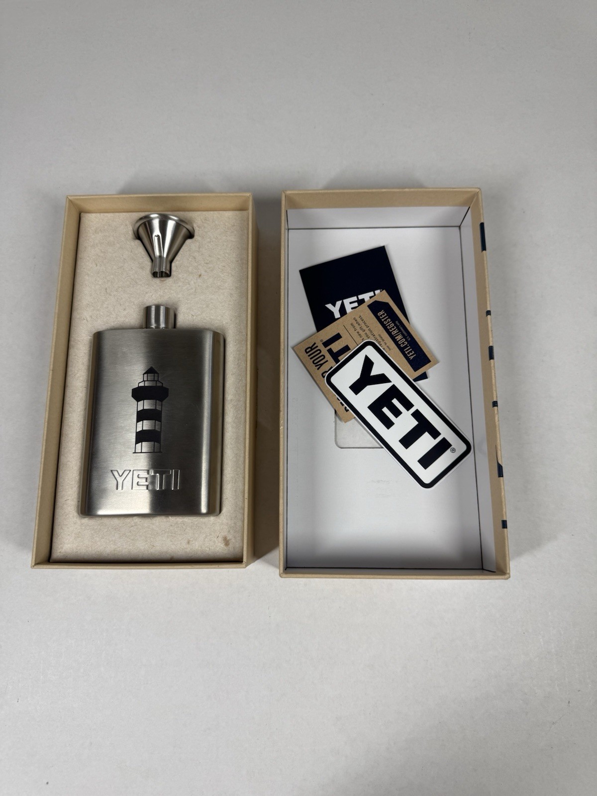 Rare Lighthouse Stainless Steel YETI® Flask New in Box - Authentic - NEW Rare Lighthouse Stainless Steel YETI® Flask New in Box - Authentic - NEW