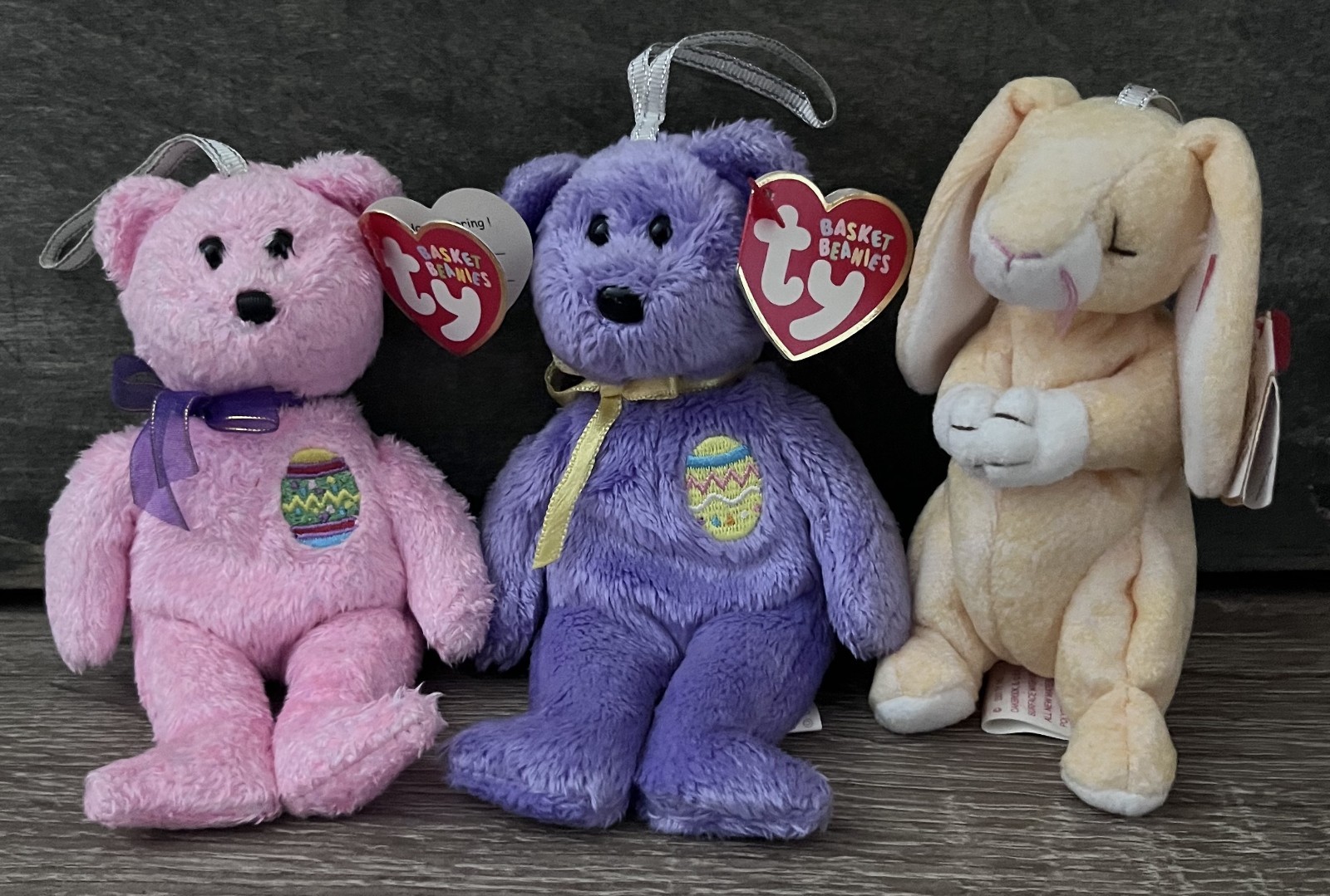 Lot of 3 Ty Basket Buddies Plush Collectibles Eggs, Eggs, & Grace MWMTs