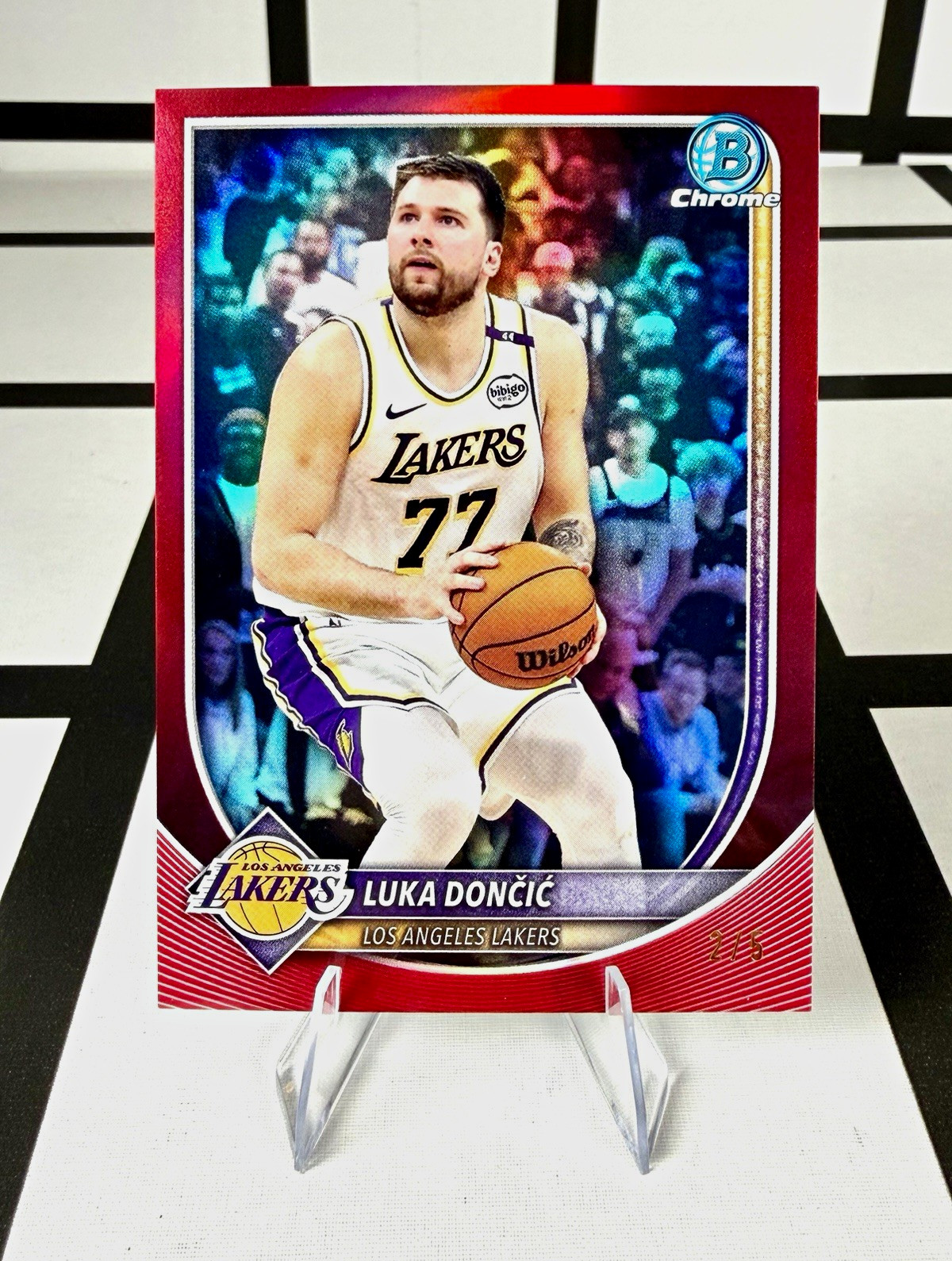 2025 - 2026 Bowman Chrome Luka Dončić True Red Refractor /5 BCV-123 Doncic 2025 - 2026 Bowman Chrome Luka Dončić True Red Refractor /5 BCV-123 Doncic