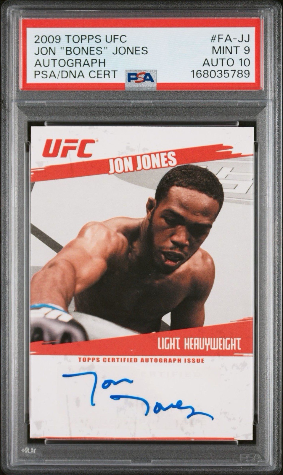 Jon Jones 2009 Topps UFC AUTO PSA 9 MINT w/ 10 Autograph \ Jon Jones 2009 Topps UFC AUTO PSA 9 MINT w/ 10 Autograph \