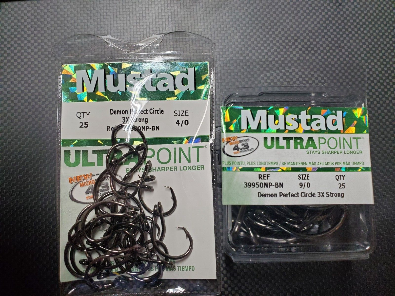 MUSTAD DEMON PERFECT CIRCLE HOOK 3XSTRONG /ULTRAPOINT 39950NP-BN 25 PK OR 10 PK