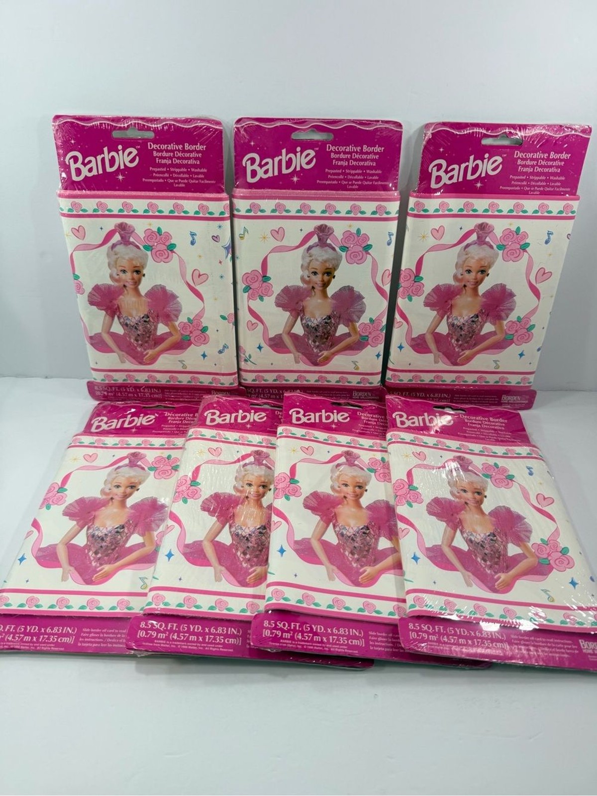 VTG 1996 Barbie Ballerina Wallpaper Border Roll Lot of 7 Rolls Sealed NOS 105 ft